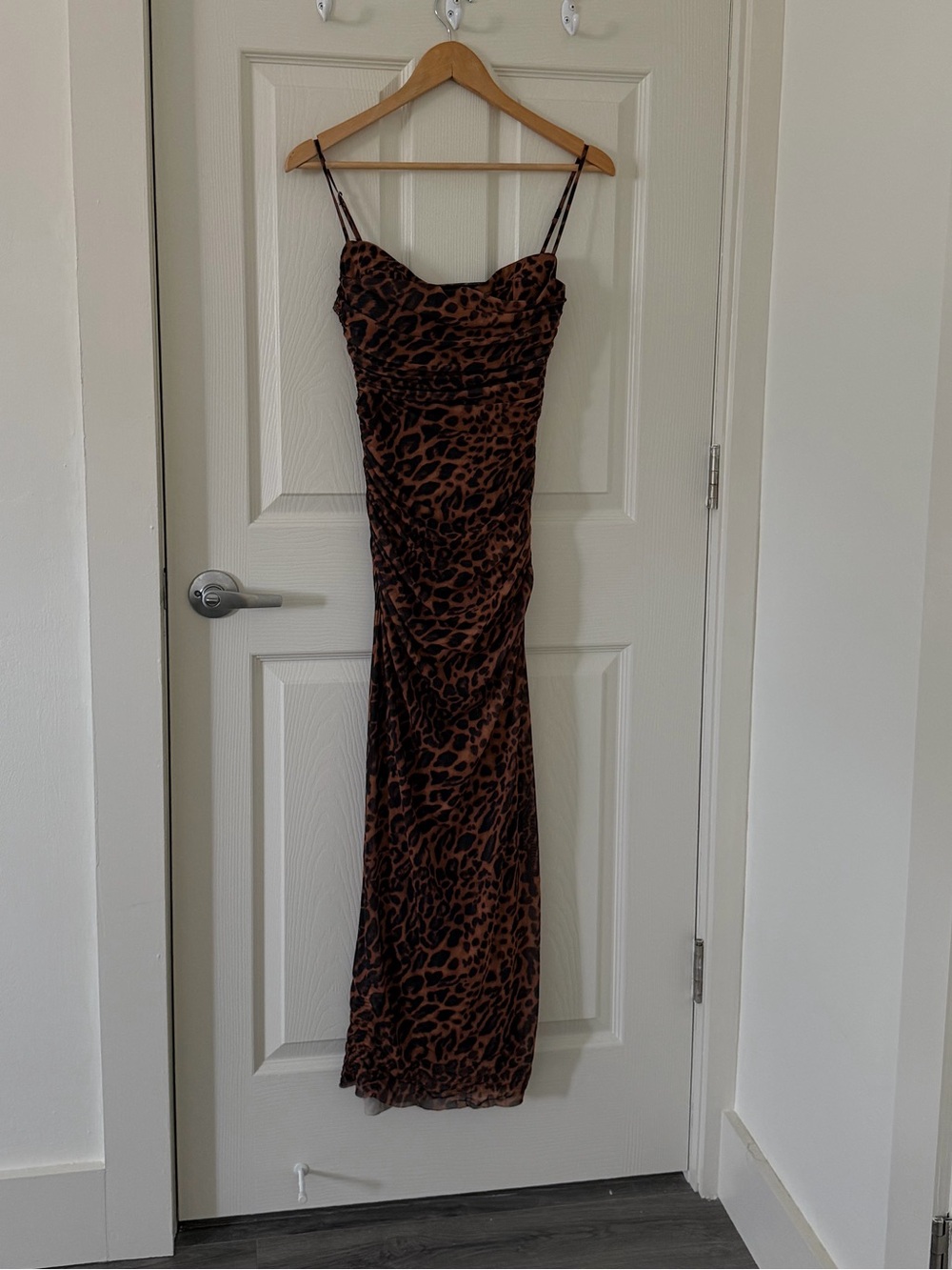 Zara Brown & Black Leopard Print Maxi Slip Dress